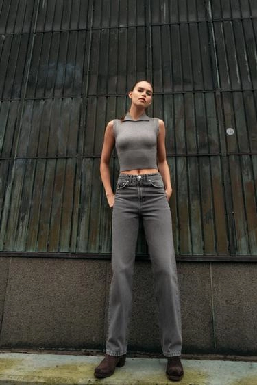 Джинсы trf mom fit с высокой талией