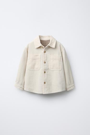 Zara Вельветовая куртка-рубашка с клетчатой подкладкой