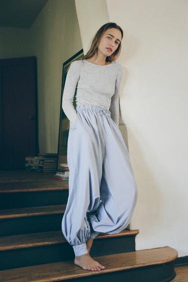 Zara Брюки-багги из поплина в полоску