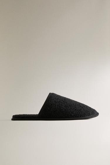 Zara Теплые тапочки с кожаной подошвой купить с доставкой.