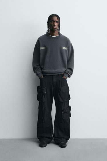 Zara Толстовка с комбинированным принтом