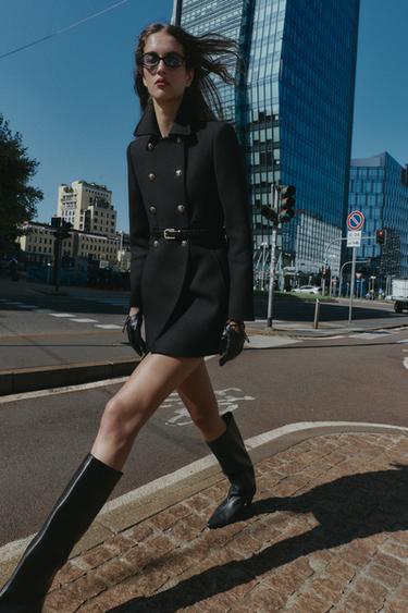 Zara Короткое двубортное пальто с шерстью