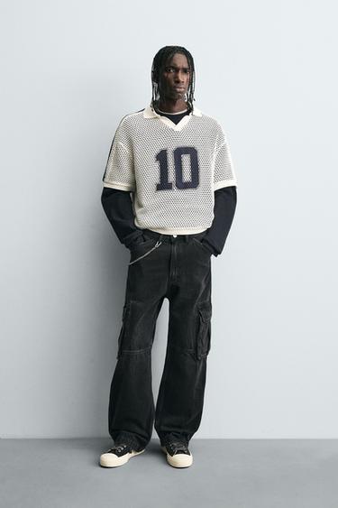 Zara Ретро футбольное поло с открытой вязкой