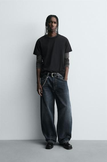 Zara Джинсы BALLOON FIT с эффектом потертости