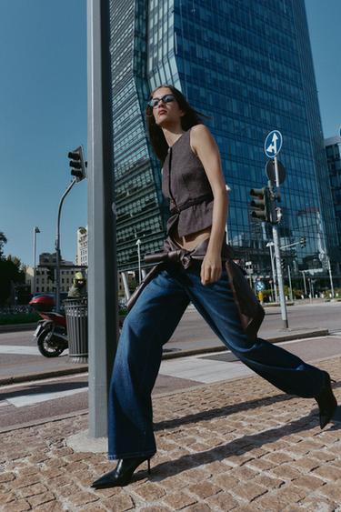 Zara MARLED WAISTCOAT TOP WITH BELT