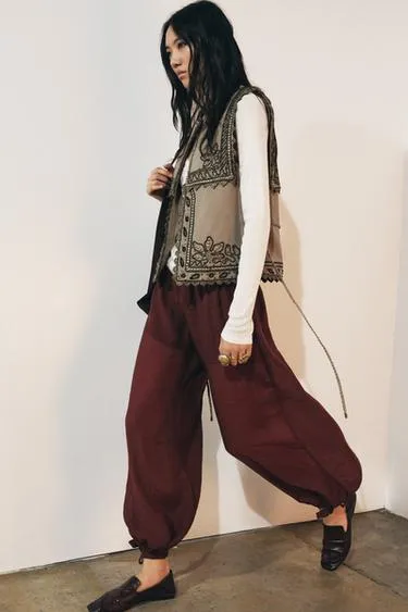 Жилет с вышивкой и поясом ZW COLLECTION- Заказать в России