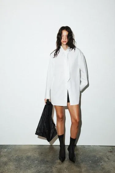 Рубашка из поплина с галстуком- Заказать в России