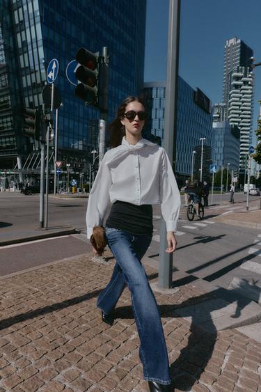 Zara Рубашка из поплина с завязкой