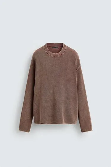 WAFFLE-KNIT TEXTURED SWEATER