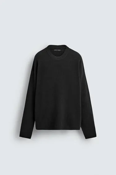 WAFFLE-KNIT TEXTURED SWEATER