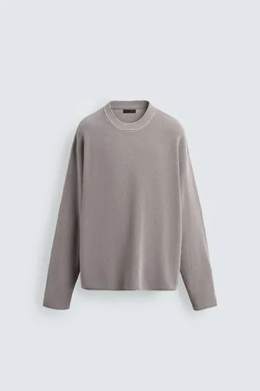 WAFFLE-KNIT TEXTURED SWEATER