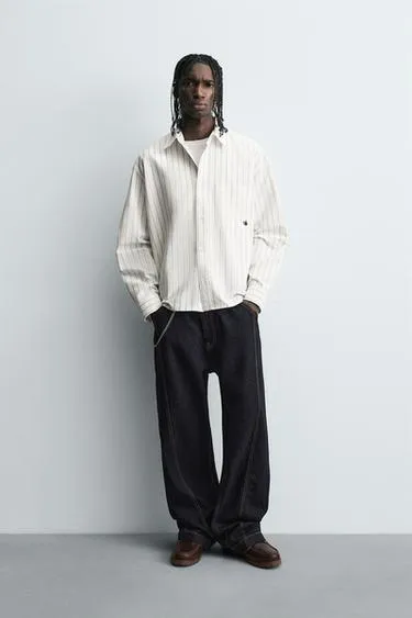 Рубашка в полоску с карманом- Заказать в России