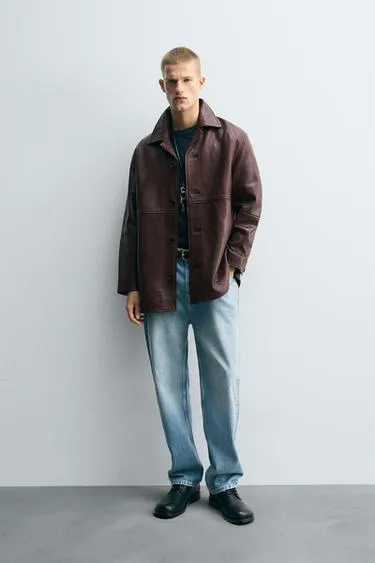 Кожаная куртка с текстурой- Заказать в России