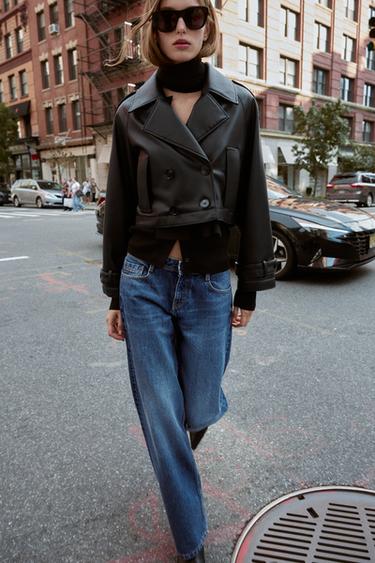 Zara Короткий тренч из искусственной кожи