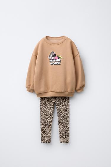 Zara MINNIE MOUSE © DISNEY ANIMAL PRINT SWEATSHIRT AND LEGGING SET