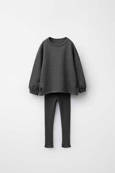 Zara Комплект из толстовки с бантиками и вафельных леггинсов купить с доставкой.
