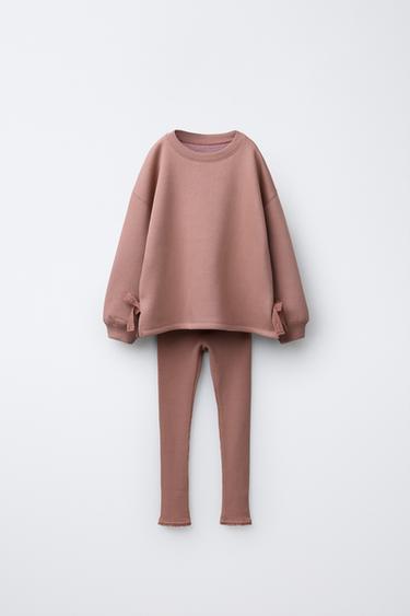 Zara Комплект из толстовки с бантиками и вафельных леггинсов купить с доставкой.
