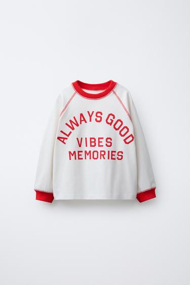 Zara Футболка с рукавами реглан и текстом