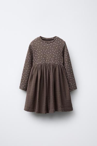 Zara Комбинированное платье в рубчик с цветочным принтом