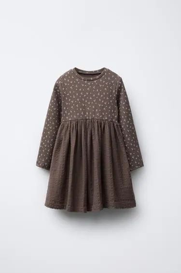 Комбинированное платье в рубчик с цветочным принтом- Заказать в России