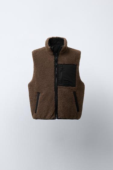 Zara Двусторонний жилет из искусственной овчины купить с доставкой.