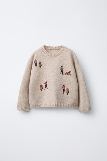 Zara Трикотажный джемпер с вышивкой и шерстью