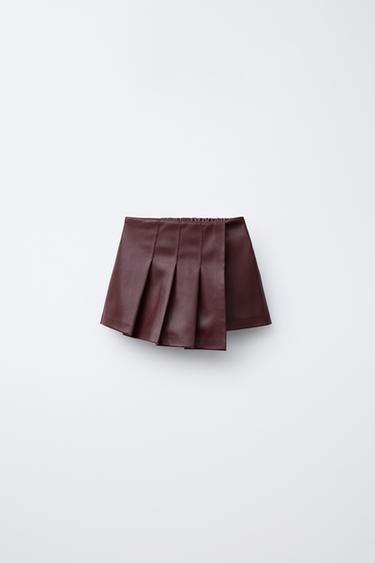 Zara Юбка-шорты из искусственной кожи со складками