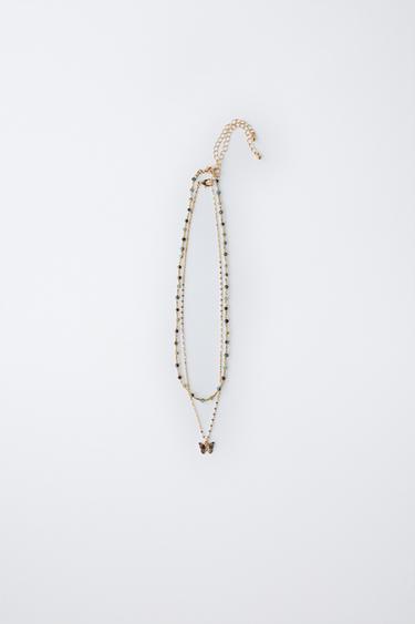 Zara Набор из двух ожерелий с бусинами и бабочкой