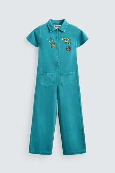 Джинсовый комбинезон с вышивкой и нашивками HARRY LAMBERT FOR ZARA X DISNEY