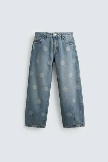 Джинсы BALLOON с эффектом потертости в горошек HARRY LAMBERT FOR ZARA X DISNEY