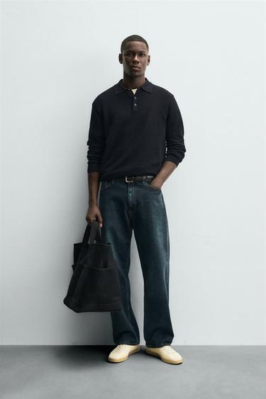 Zara Трикотажное поло из хлопка и лиоцелла