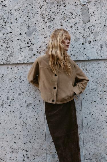 Zara Куртка из 100% кожи с воротником