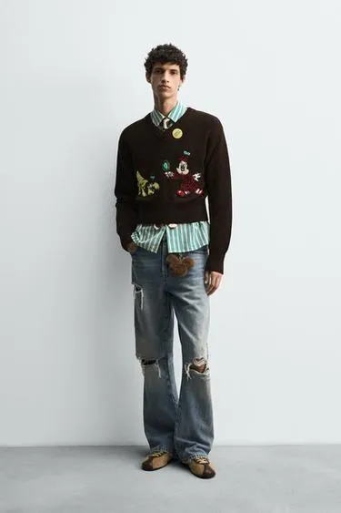 Расклешенные джинсы с разрезами HARRY LAMBERT FOR ZARA X DISNEY