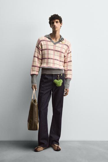 Zara Жаккардовое трикотажное поло в клетку HARRY LAMBERT FOR ZARA X DISNEY