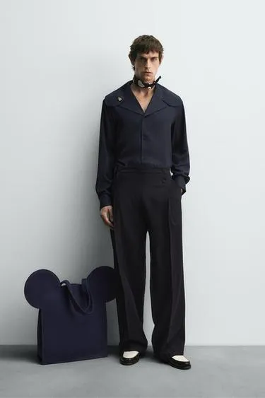 Рубашка из струящейся ткани с круглым воротником HARRY LAMBERT FOR ZARA X DISNEY- Заказать в России