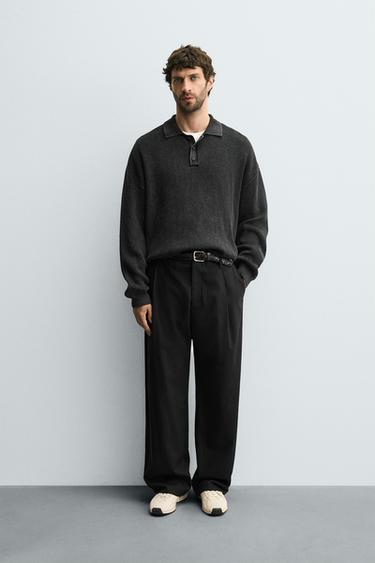 Zara Трикотажное поло с эффектом потертости