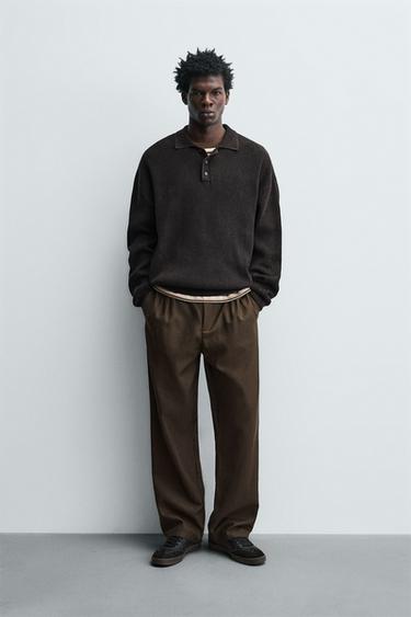 Zara Трикотажное поло с эффектом потертости