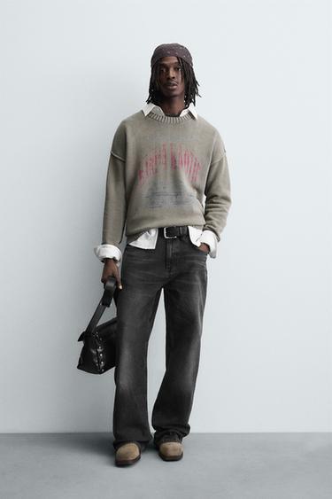 Zara Джемпер с принтом и эффектом потертости