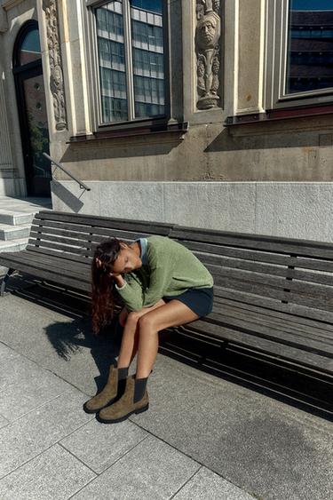 Zara Замшевые ботильоны на плоской подошве