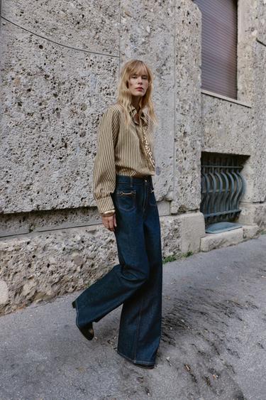 Zara Джинсы Z1975 WIDE-LEG средней посадки с цепочками