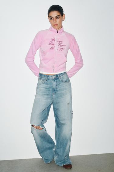 Zara Бархатная куртка с текстом