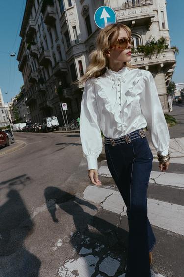 Zara Жаккардовая атласная блуза