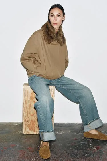 Замшевые лоферы с отделкой под овчину- Заказать в России