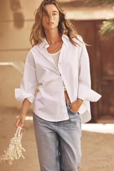 Базовая рубашка из поплина- Заказать в России