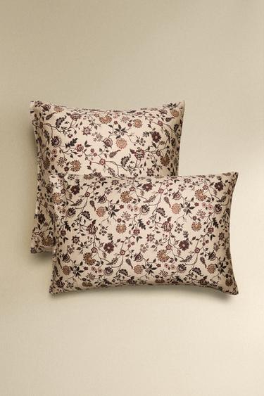 Zara Подушка из хлопкового шёлка с цветочным принтом