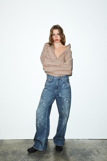 Zara Джинсы TRF свободного кроя оверсайз с высокой посадкой купить с доставкой.
