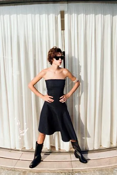 Джинсовое асимметричное платье TRF- Заказать в России