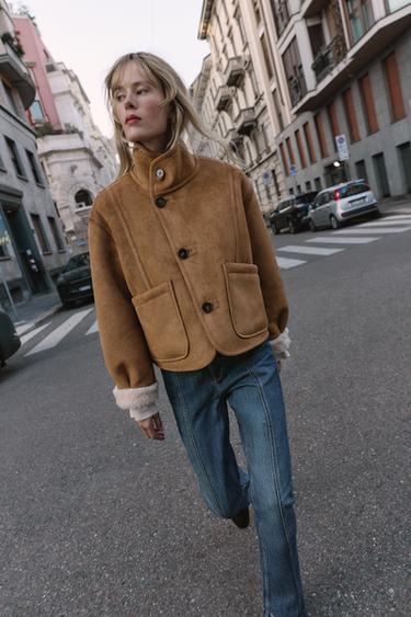 Zara Двусторонняя куртка-дубленка