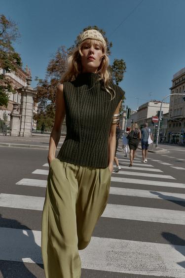 Zara Топ из 30% шерсти в рубчик купить с доставкой.
