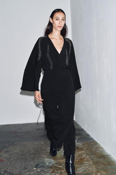 Zara Платье с вышивкой и бусинами — ZW COLLECTION